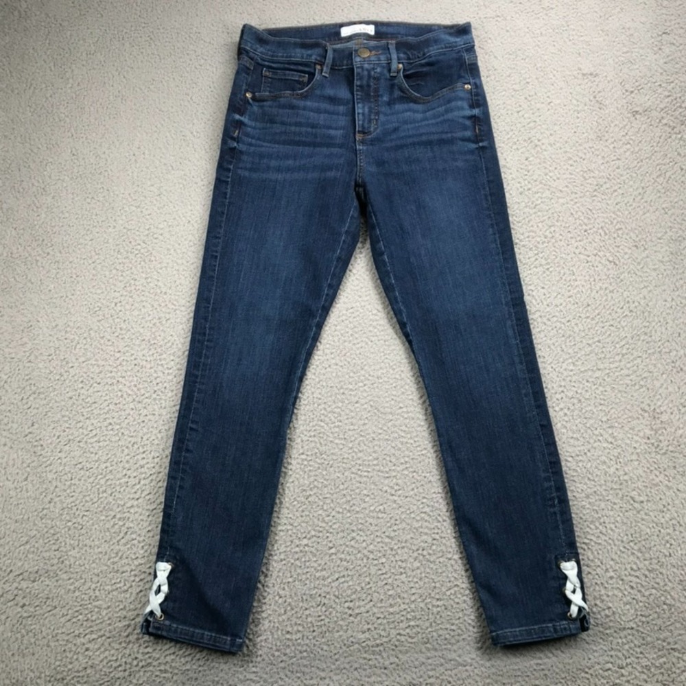 LOFT Jeans Womens Size 28/6 Skinny Crop‎ Lace Hem Detail High Rise Stretch Denim